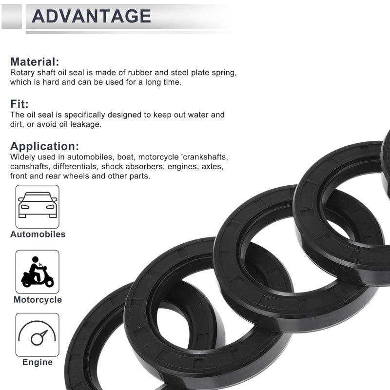 RATCHROLL Universal Oil Seal TC Double Lip W Steel Spring Seal Ring Rotary Shaft Seal 45x68x12mm High Pressure NBR Rubber Black 5 Pcs - Image 4